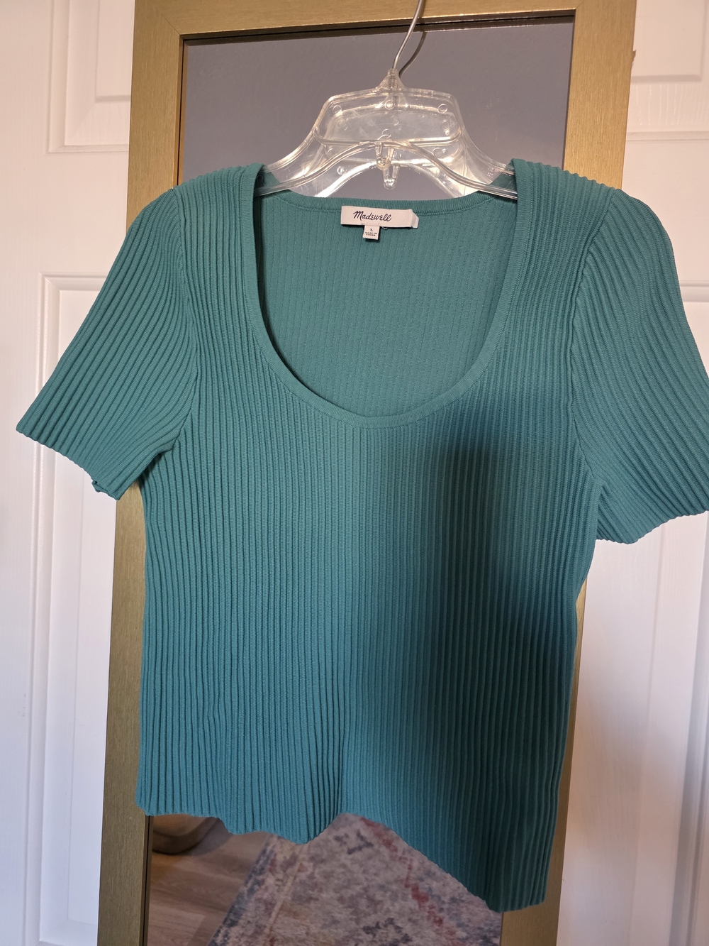 Madewell Ribbed Scoop Neck Tee in Teal